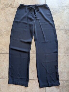 Dark Blue Rio Pants, Wide Leg, Tie Waist.